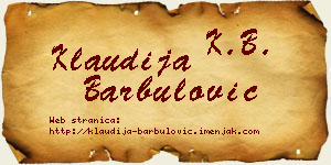 Klaudija Barbulović vizit kartica